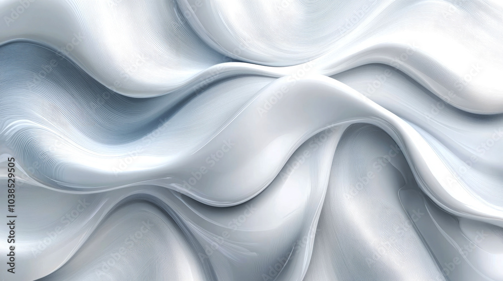 Fototapeta premium Abstract white wavy background with subtle blue highlights and a 3D appearance.