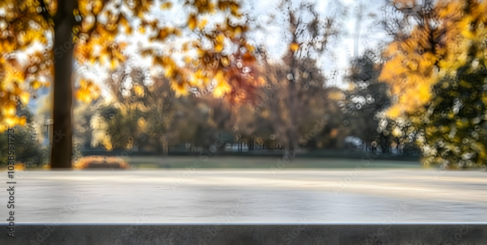 Obraz premium Autumn Tabletop with Blurred Background Effect