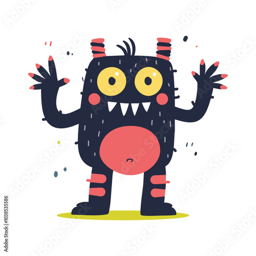 Cute Monster Character with Big Eyes and Playful Expression