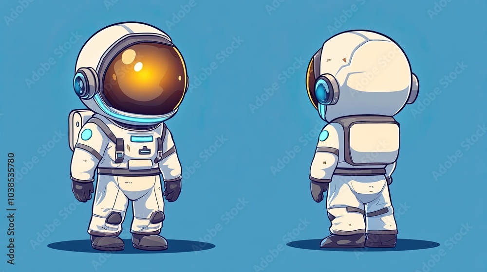Naklejka premium Astronaut game character, sci-fi, cartoon style for game development and animation
