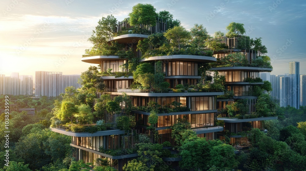 Green Architecture Building in Cityscape Green Architecture Building in Cityscape