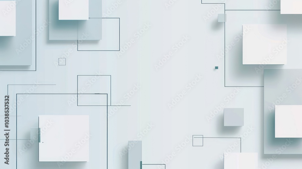 Abstract Geometric Composition in Blue and White Abstract Geometric Composition in Blue and White
