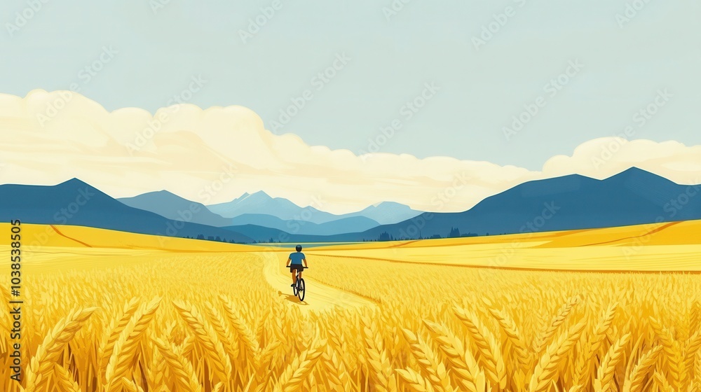 Beautiful natural scenery in autumn in illustration style Beautiful natural scenery in autumn in illustration style