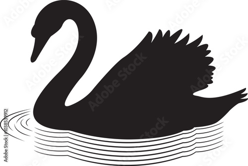 The silhouette of swan vector art