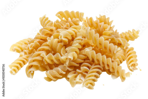 Gourmet fusilli macaroni with shrimp and garlic butter sauce isolated on transparent background