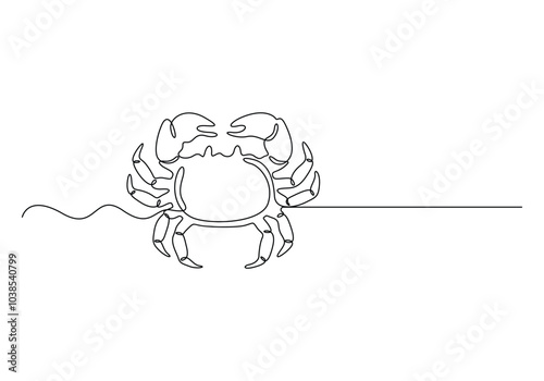 Crab continuous one line drawing vector illustration