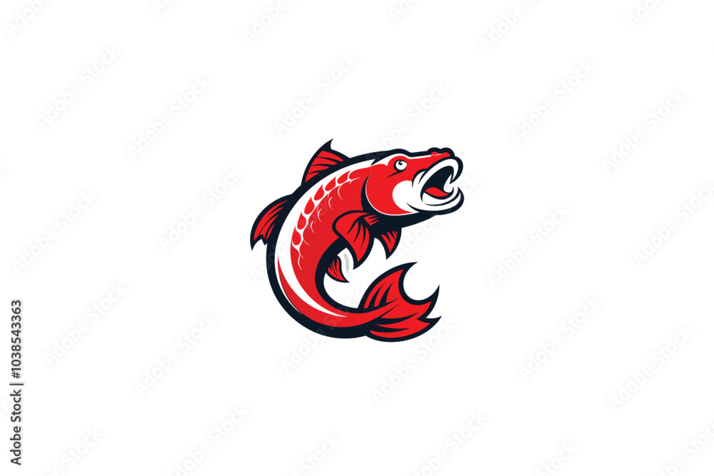 red fish on white vector design and of white background red fish on white vector design and of white background