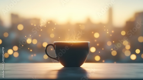 Cozy winter morning with hot coffee