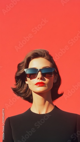 Stylish woman in sunglasses and red lips