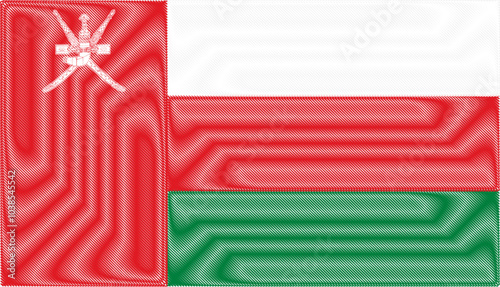 Birth of Sultan Qaboos November 18. Scribble style Oman flag vector background. Poster, card, banner.