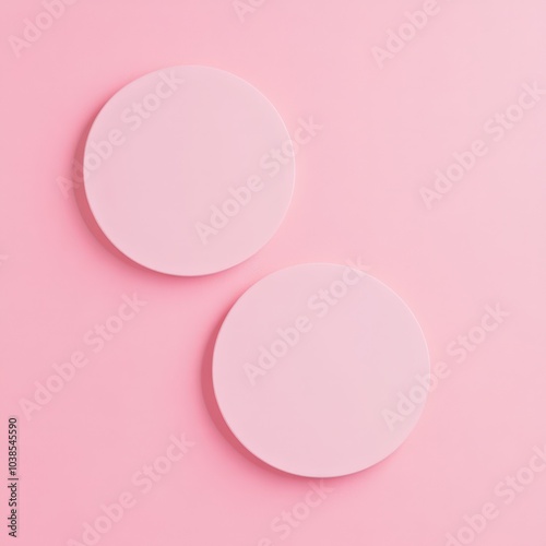 Minimalist pink background with two white circles