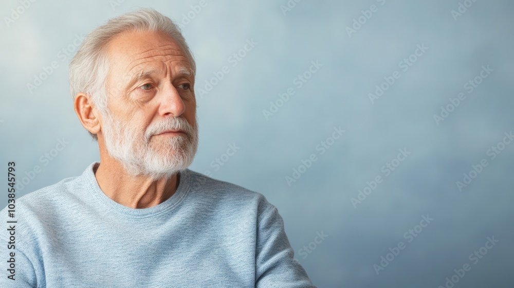 Thoughtful senior man with white beard Thoughtful senior man with white beard