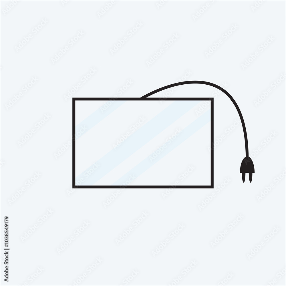 Fototapeta premium Flat screen TV icon complete with power plug