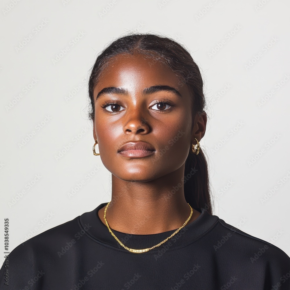 confident young woman with natural makeup