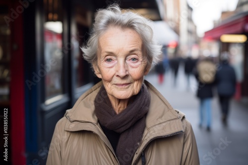 Portrait of senior woman in the street of Paris, France.