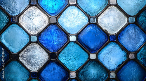 Serene Composition of Flat Textures Involving Harmonious Leaded Window Pane in Diamond Pattern