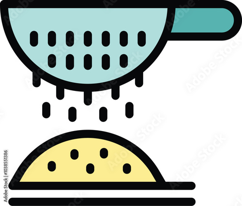 This icon features a sieve sifting flour onto a surface, perfect for representing baking or cooking