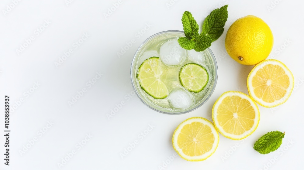 refreshing lemonade with lime and mint refreshing lemonade with lime and mint