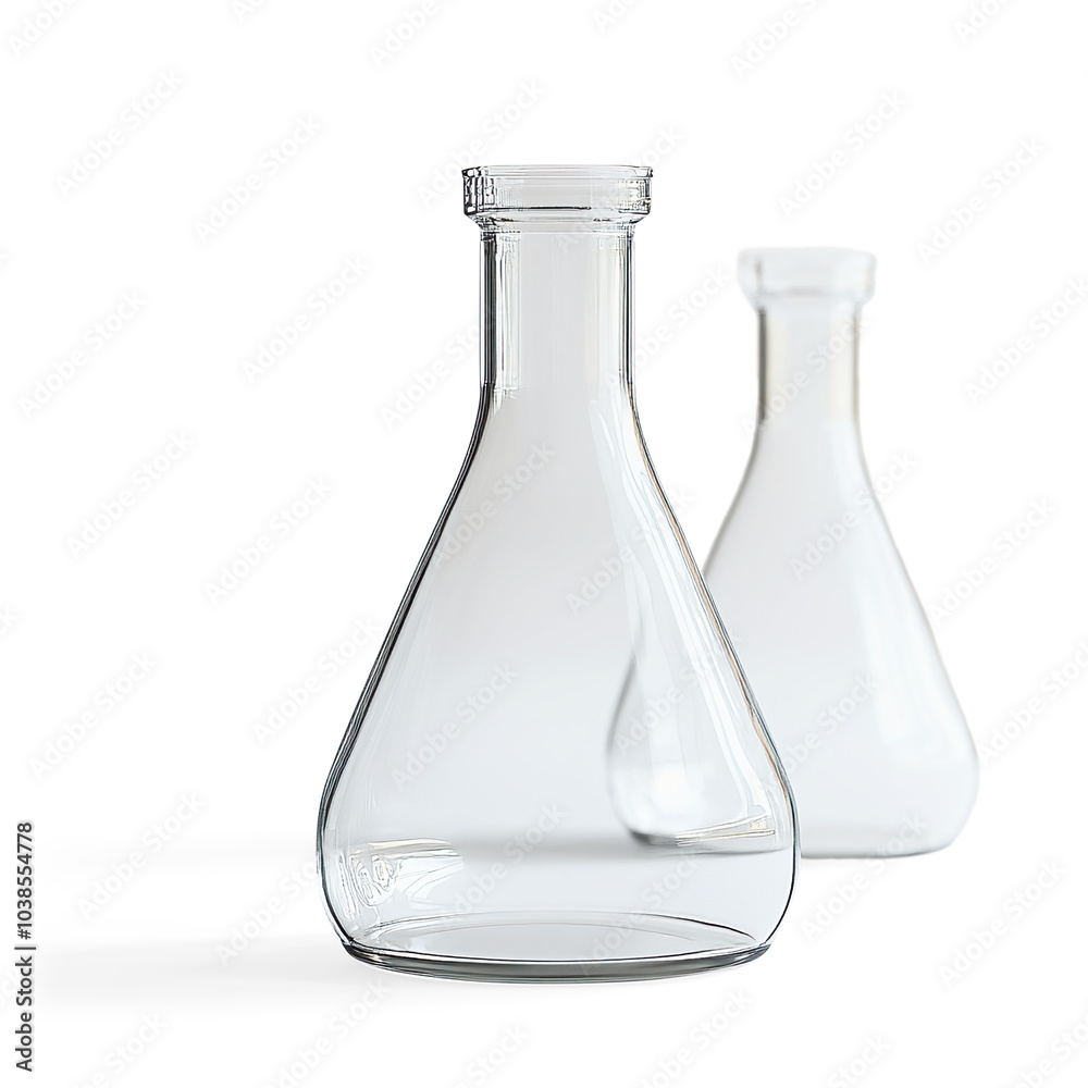 Empty Glass Flasks on a Transparent Background Empty Glass Flasks on a Transparent Background
