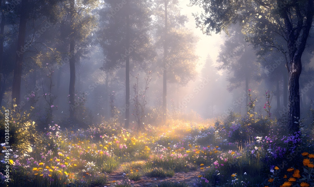 A_misty_forest_bathed_in_soft_morning_light_with_dark,generation AI A_misty_forest_bathed_in_soft_morning_light_with_dark,generation AI