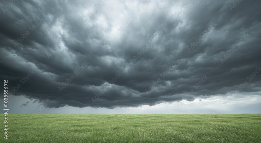 Dramatic storm clouds over a green field Dramatic storm clouds over a green field