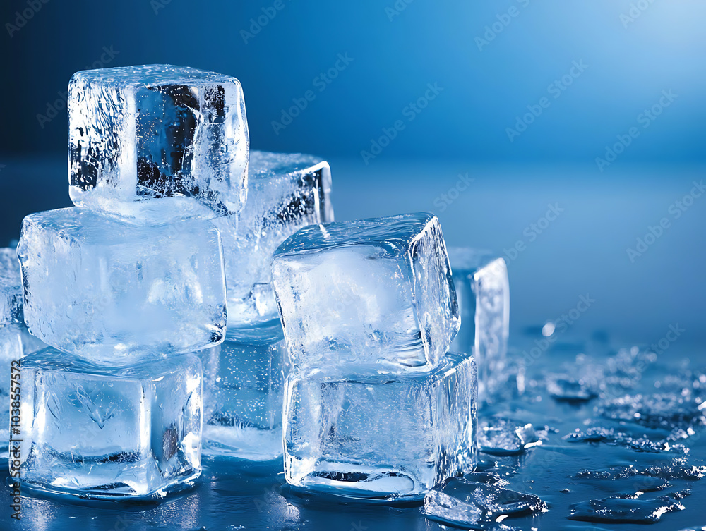 Crystal clear ice cubes illustration background Crystal clear ice cubes illustration background
