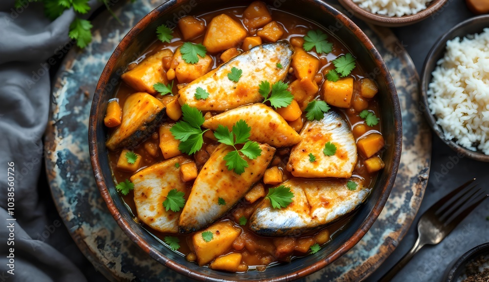 Chitol Maachher Kalia – traditional fish curry with potatoes and spices (Bangladeshi Cuisine) Chitol Maachher Kalia – traditional fish curry with potatoes and spices (Bangladeshi Cuisine)