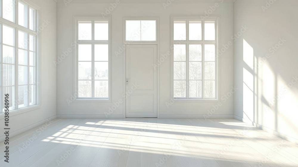 Bright and Airy Minimalist Room with Large Windows Bright and Airy Minimalist Room with Large Windows