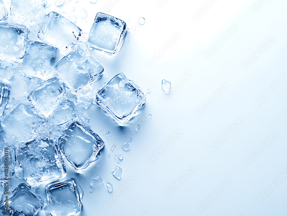 Crystal clear ice cubes illustration background
