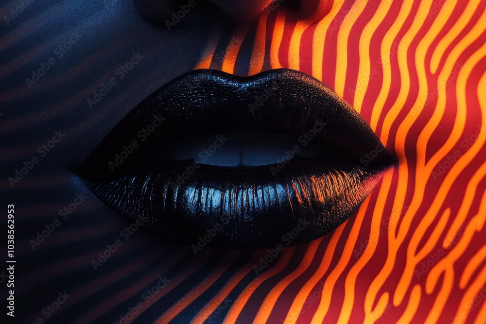 Exploring the intersection of beauty and artistry a close-up on striking lip art against bold patterns Exploring the intersection of beauty and artistry a close-up on striking lip art against bold patterns