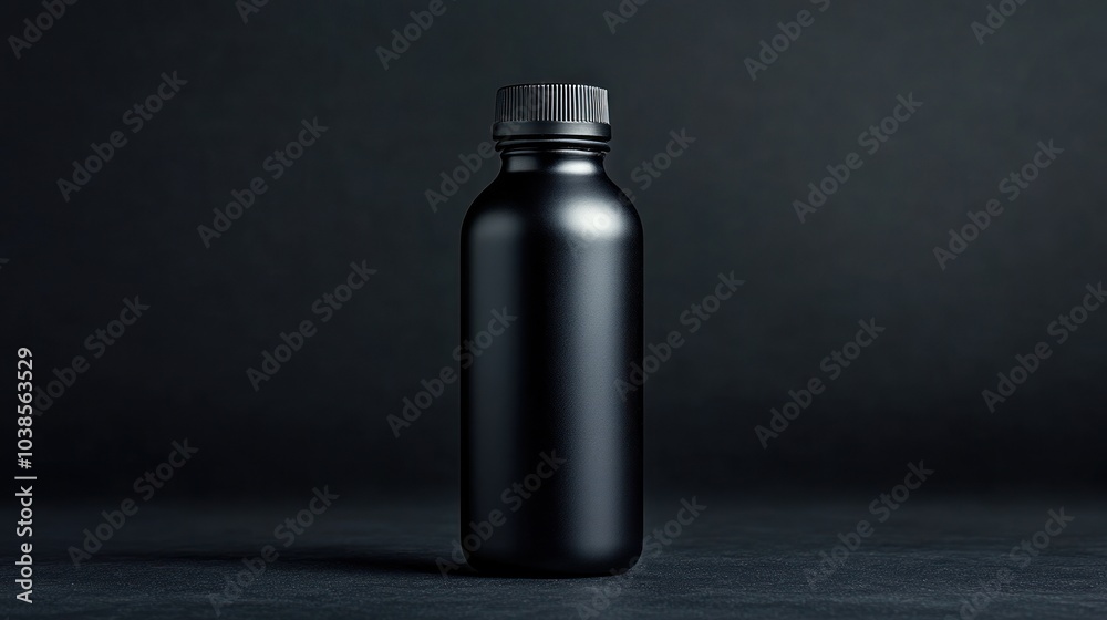 Elegant black bottle a minimalist design for modern aesthetics and functional use in various settings Elegant black bottle a minimalist design for modern aesthetics and functional use in various settings