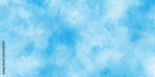 blue sky with clouds background, abstract watercolor background illustration, painted white clouds with pastel blue sky, Brush paint blue paper textured canvas element with clouds.