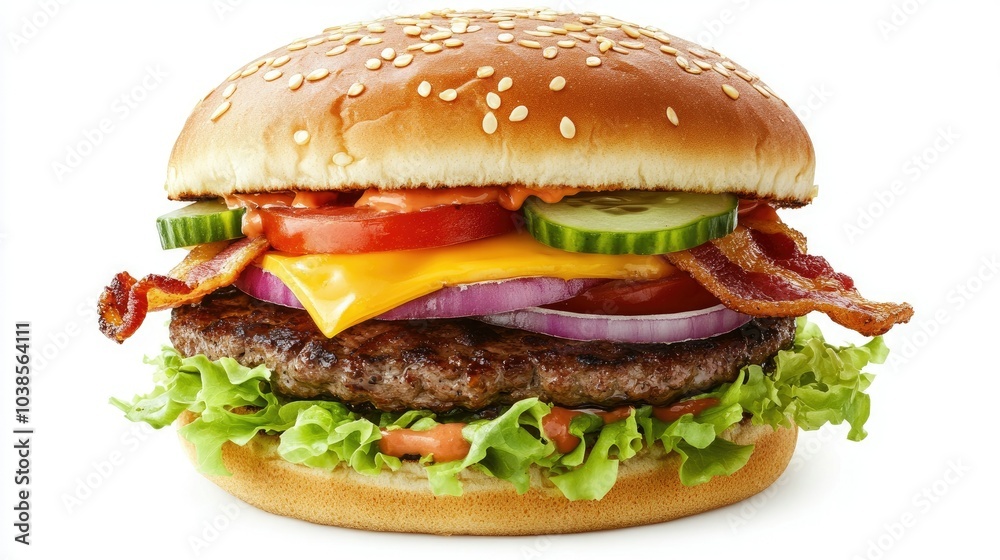 Juicy Bacon Cheeseburger with Fresh Ingredients Juicy Bacon Cheeseburger with Fresh Ingredients