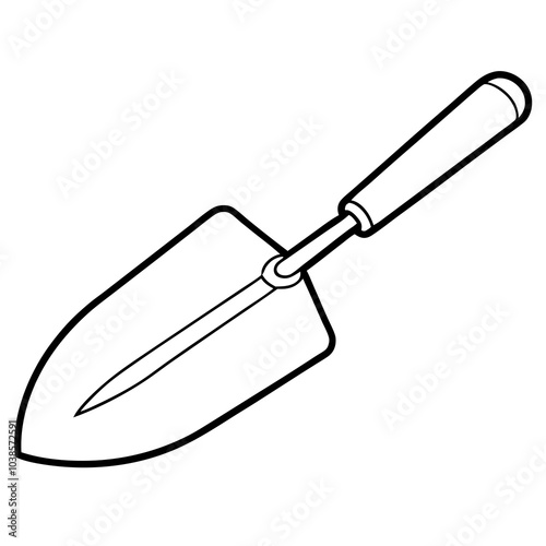 realistic Trowel line art
on a white background