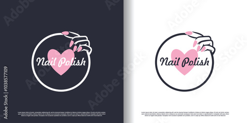 Nail logo design template with creative abstract style Premium Vector