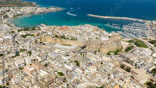 Aerial view of the castle, the Norman cathedral and port in the historic center of Otranto in the province of Lecce, Salento, Puglia. Located on the Adriatic Sea, it is the easternmost city in Italy. photo