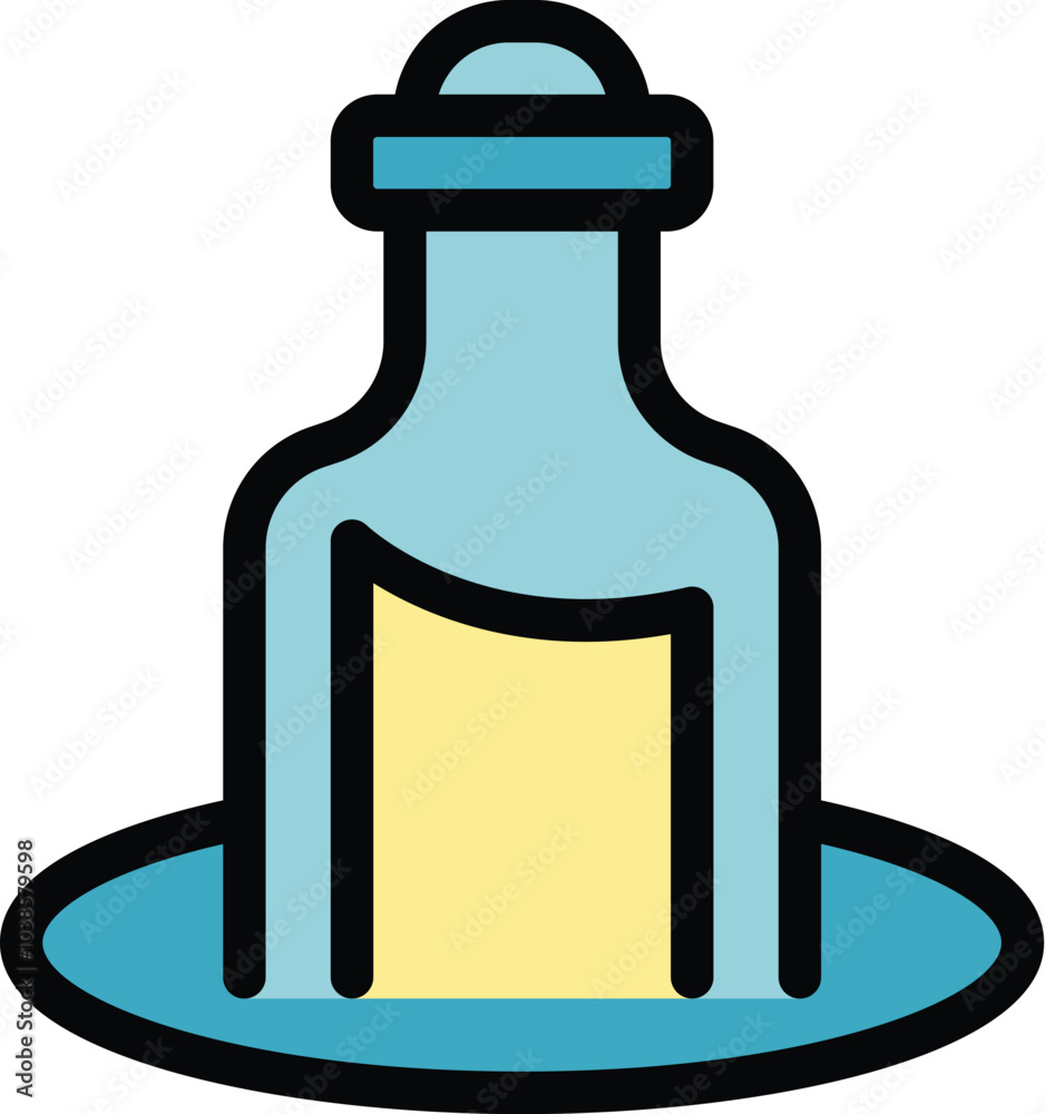 Glass bottle containing a message is floating on water, sealed with a cork lid, evoking the age old practice of sending messages across the seas Glass bottle containing a message is floating on water, sealed with a cork lid, evoking the age old practice of sending messages across the seas