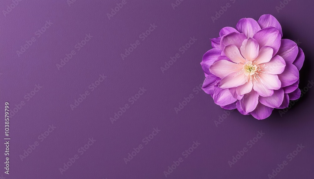 Naklejka premium Beautiful purple flower on a purple background, showcasing its vibrant colors and delicate petals.