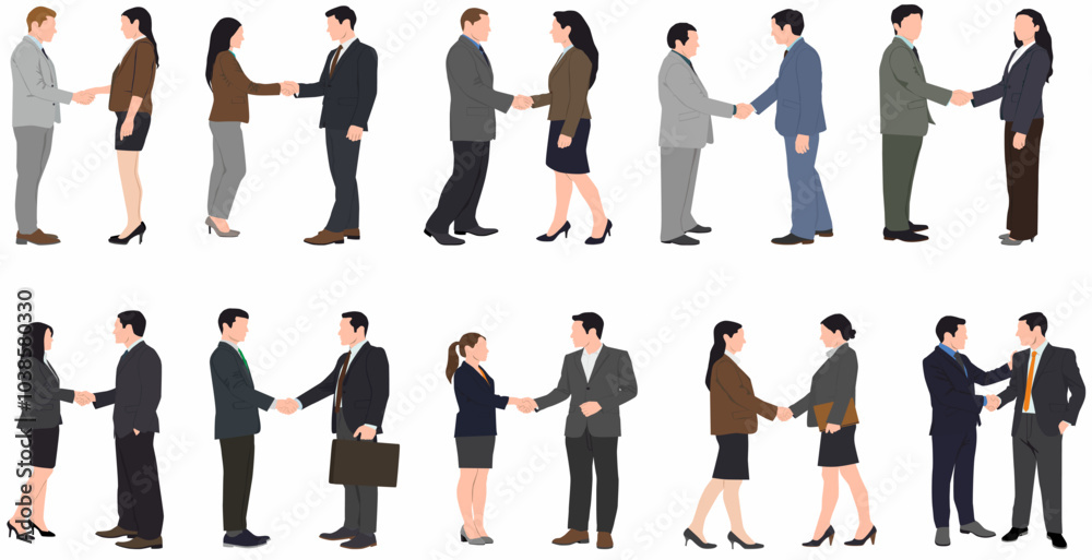 Fototapeta premium Business people. business deal - Team and group of businesspeople shaking hands over agreement and collaboration. Teamwork and handshake concept