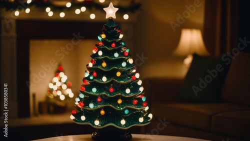 Bright and nostalgic, this vintage ceramic Christmas tree brings a festive touch to any space. Handcrafted details and colorful lights evoke warm holiday memories.