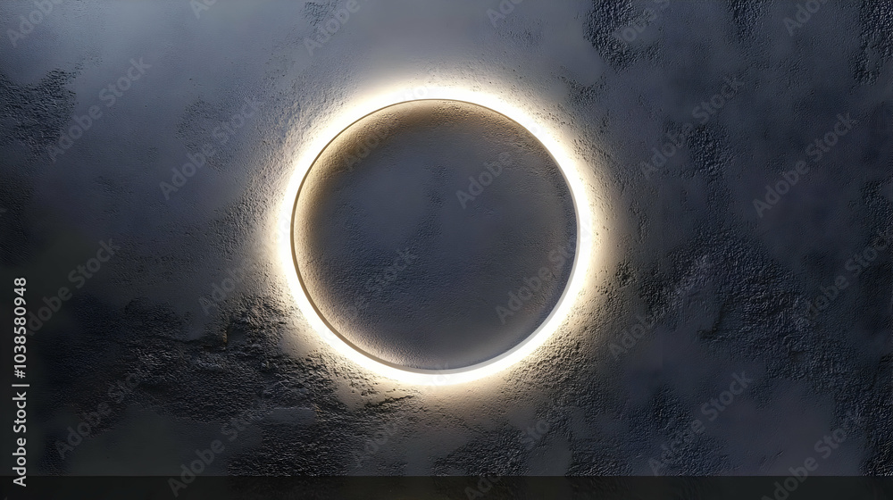 Obraz premium Simple Glowing Ring on Grey Wall