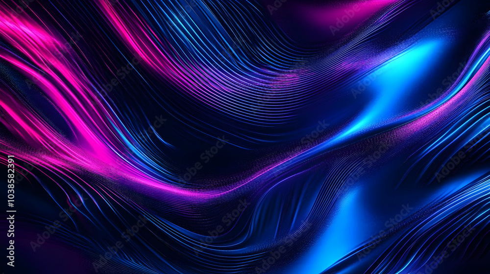 Abstract Wavy Background in Blue and Purple Tones