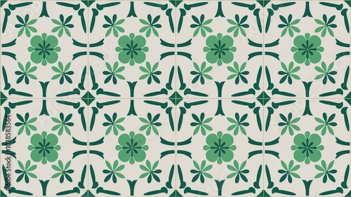 Green Floral botanical tile background pattern,Flowers and leaves Green botanical background cute minimal blossom abstract , leaves and floral vintage purple water color background