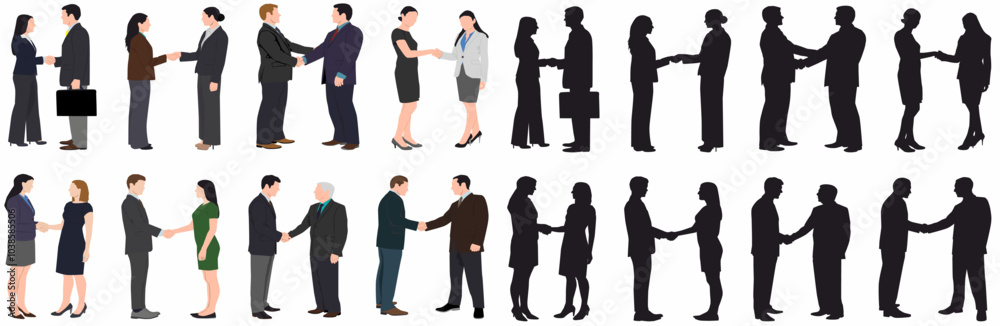 silhouette and vector illustration of people shaking hands
