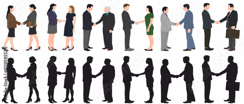 businessman and businesswoman in a suit shaking hands