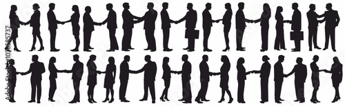 silhouette of businesspeople hand shake. group of business people shaking hands and making deals. 