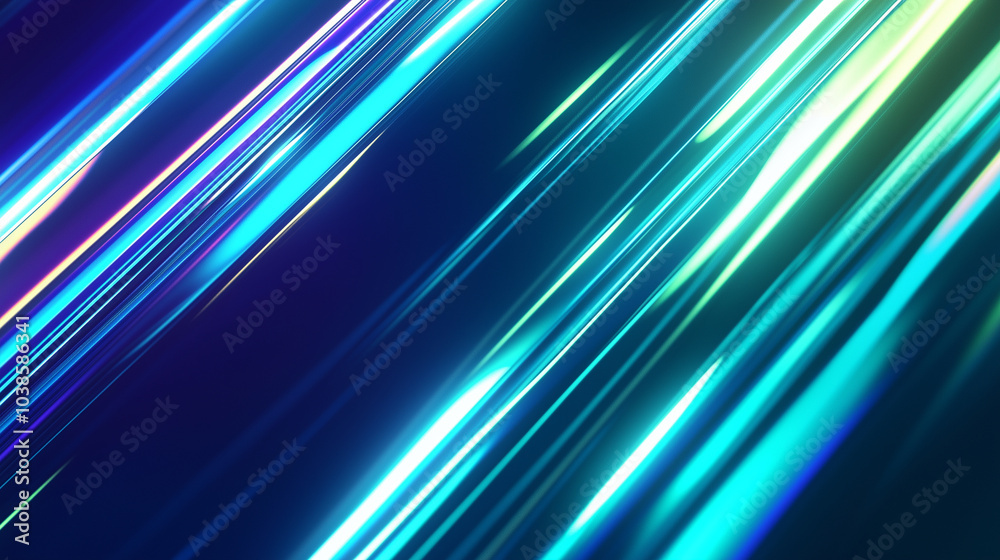 Neon Blue and Green Light Beams Moving at High Speed Neon Blue and Green Light Beams Moving at High Speed