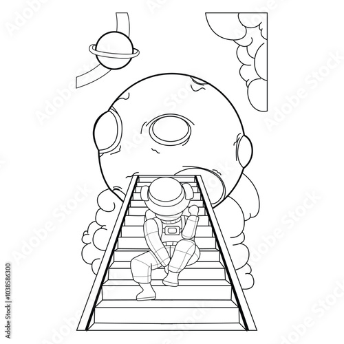 illustration astronaut space with unique pose