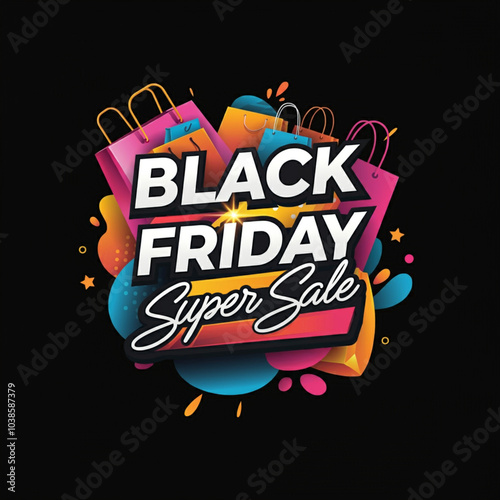 Colorful Black Friday Super Sale Illustration