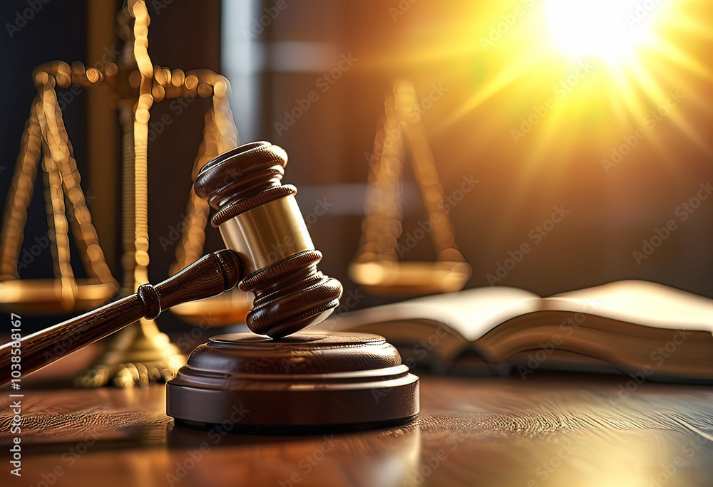 Judge gavel, scales of justice and law books in court, Judge gavel, scales of justice and law books in court,
